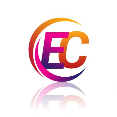 AK 'nin ilk harfi turuncu ve mor renkli logotype şirketi daire ve swoosh tasarımlı. iş ve şirket kimliği için vektör logosu.