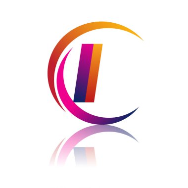 İlk harf II logotype şirket adı turuncu ve morumsu renk daire ve swoosh tasarım. iş ve şirket kimliği için vektör logosu.