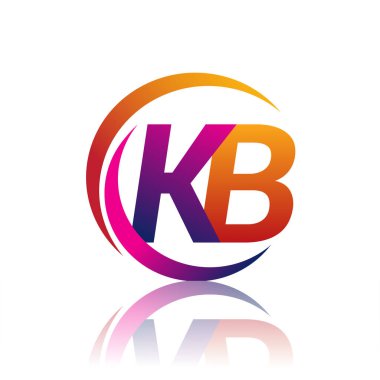 İlk harf KB logotype şirketi daire ve swoosh tasarımında turuncu ve morumsu renkte. iş ve şirket kimliği için vektör logosu.