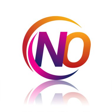 İlk harf HAYIR logotype şirketi adı turuncu ve morumsu. iş ve şirket kimliği için vektör logosu.