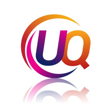 İlk harf UQ logotype şirketi daire ve swoosh tasarımında turuncu ve morumsu renkte. iş ve şirket kimliği için vektör logosu.
