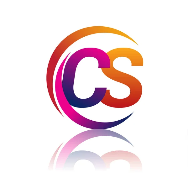 Lettre Initiale Logotype Nom Entreprise Couleur Orange Magenta Sur Cercle — Image vectorielle