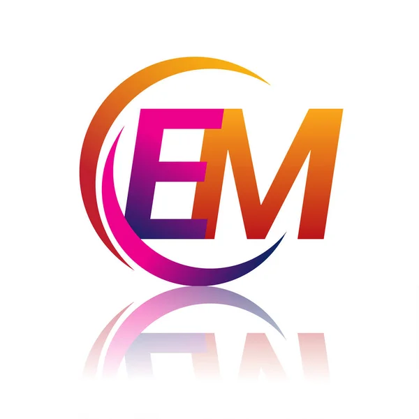 Lettre Initiale Logotype Nom Entreprise Couleur Orange Magenta Sur Cercle — Image vectorielle