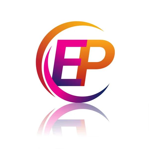 Lettre Initiale Logotype Nom Entreprise Couleur Orange Magenta Sur Cercle — Image vectorielle