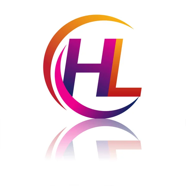 Harf Logotype Şirketi Daire Swoosh Tasarımında Turuncu Morumsu Renkte Şirket — Stok Vektör