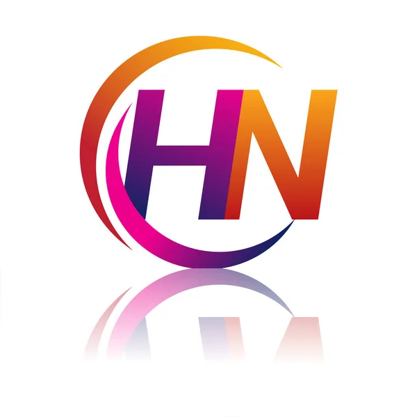 Letra Inicial Logotipo Nombre Empresa Naranja Magenta Color Círculo Diseño — Vector de stock