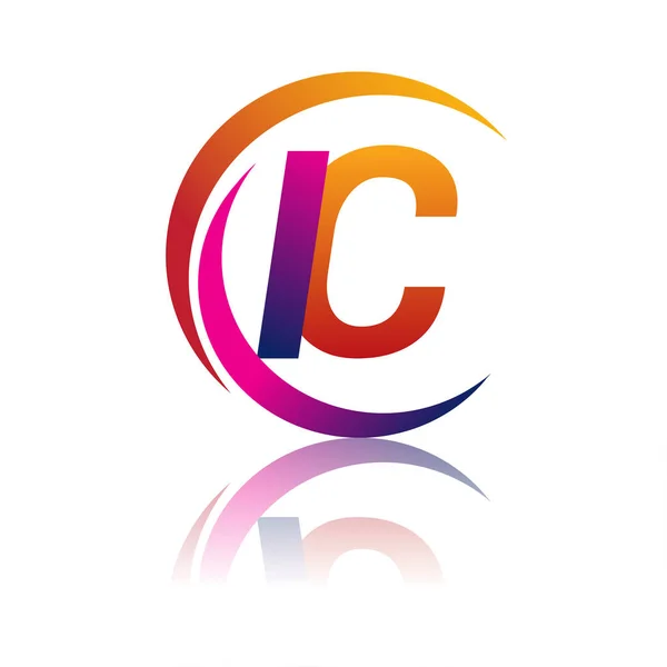 Letra Inicial Logotipo Nombre Empresa Naranja Magenta Color Círculo Swoosh — Archivo Imágenes Vectoriales