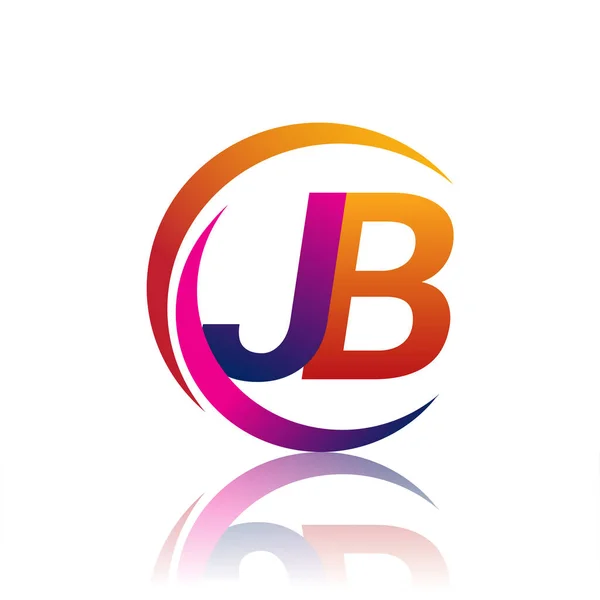 首字母Jb标志公司名称橙色和洋红色在圆圈和Swoosh设计 企业和公司标识的矢量标识 — 图库矢量图片