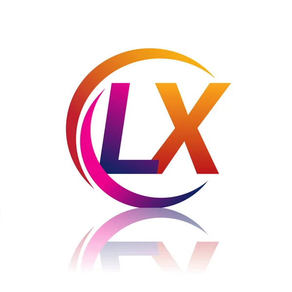 Letra Inicial Logotipo Nombre Empresa Naranja Magenta Color Círculo Swoosh — Vector de stock