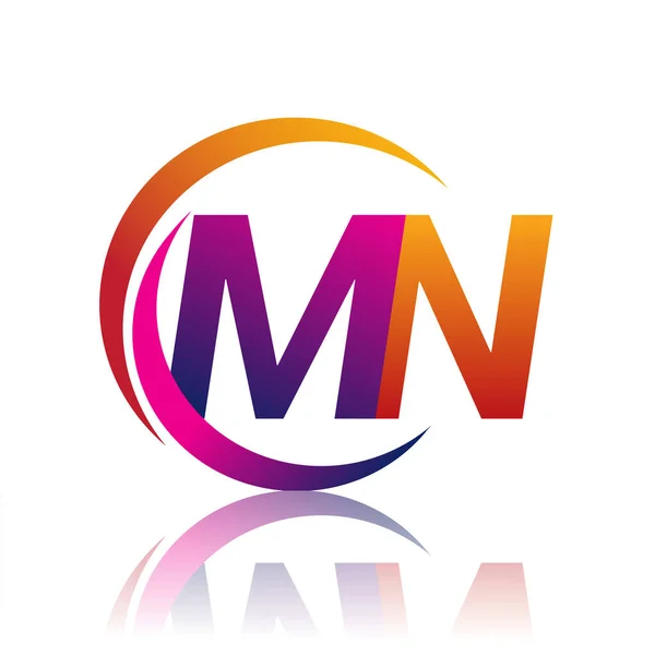 Initial Letter Logotype Company Name Orange Magenta Color Circle Swoosh — Stock Vector