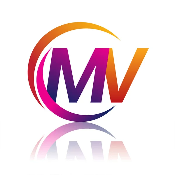 Lettre Initiale Logotype Nom Entreprise Couleur Orange Magenta Sur Cercle — Image vectorielle