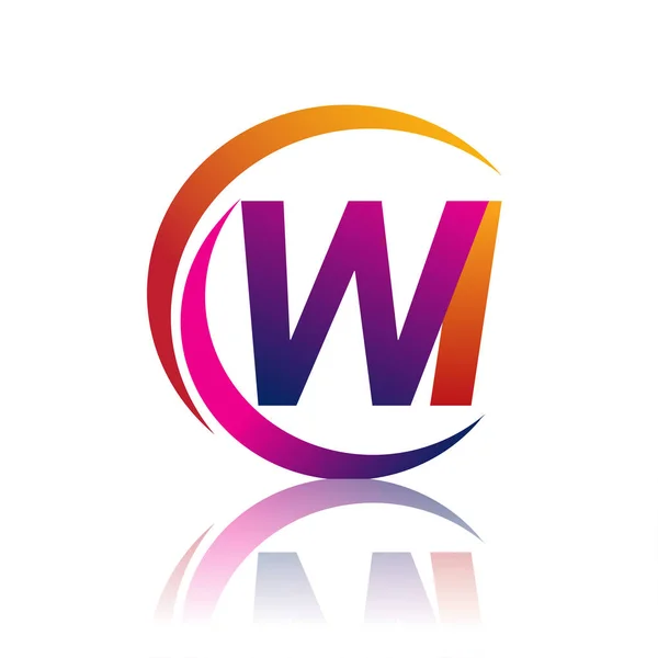 Letra Inicial Logotipo Nombre Empresa Naranja Magenta Color Círculo Swoosh — Vector de stock