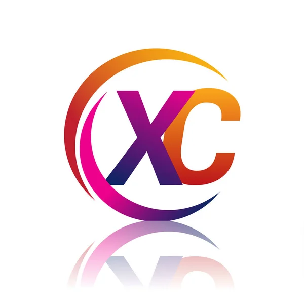 Letra Inicial Del Logotipo Nombre Empresa Color Naranja Magenta Círculo — Vector de stock