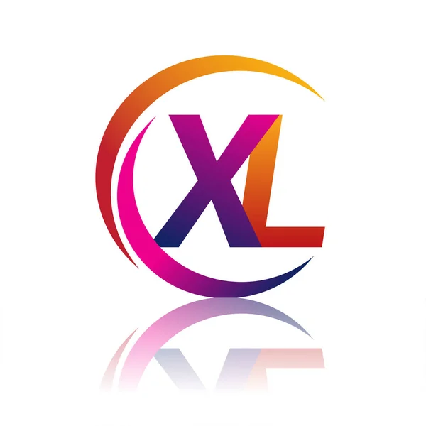 Lettre Initiale Logotype Nom Entreprise Couleur Orange Magenta Sur Cercle — Image vectorielle