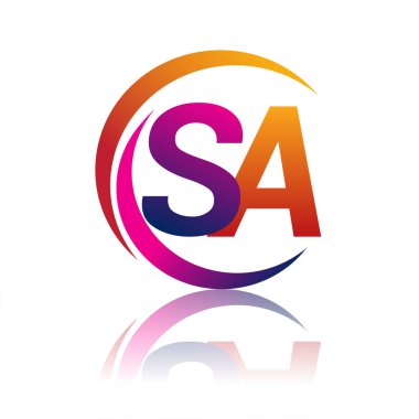 İlk harf SA logotype şirketinin dairesel ve eflatun rengi. iş ve şirket kimliği için vektör logosu.