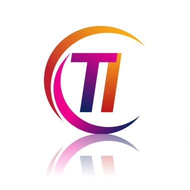İlk harf TI logotype şirketinin dairesel ve eflatun rengi. iş ve şirket kimliği için vektör logosu.