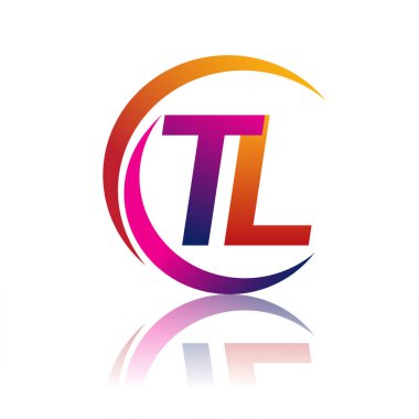 İlk harf TL logotype şirketi daire ve swoosh tasarımında turuncu ve morumsu renkte. iş ve şirket kimliği için vektör logosu.