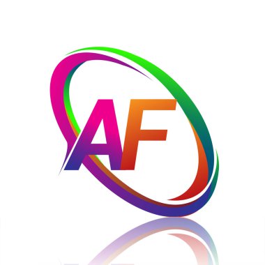 Renkli Swoosh şirketi için AF logoti tasarımı. iş ve şirket kimliği için vektör logosu.