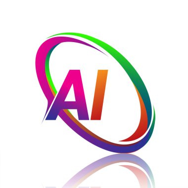 Renkli Swoosh adlı şirket için yapay zeka logosu tasarımı. iş ve şirket kimliği için vektör logosu.