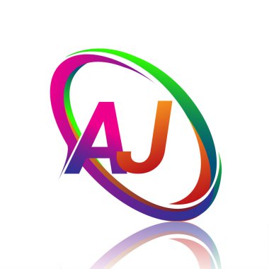 AJ logoti tasarımı. Şirketin renkli ismi için. iş ve şirket kimliği için vektör logosu.