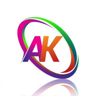 Şirketin renkli adı için AK logoti tasarımı. iş ve şirket kimliği için vektör logosu.