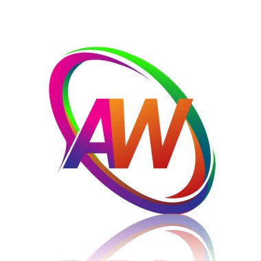 AW harfi şirket adı için logoti tasarımı. Renkli Swoosh. iş ve şirket kimliği için vektör logosu.