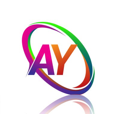 AY logoti tasarımı. Şirketin renkli ismi için. iş ve şirket kimliği için vektör logosu.