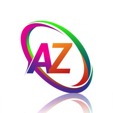 AZ logoti tasarımı. Şirketin renkli adı Swoosh. iş ve şirket kimliği için vektör logosu.