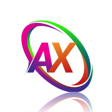AX logoti tasarımı. Şirketin renkli ismi için. iş ve şirket kimliği için vektör logosu.