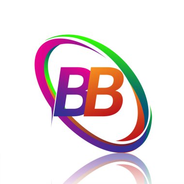 Renkli Swoosh adlı şirket için BB logoti tasarımı. iş ve şirket kimliği için vektör logosu.
