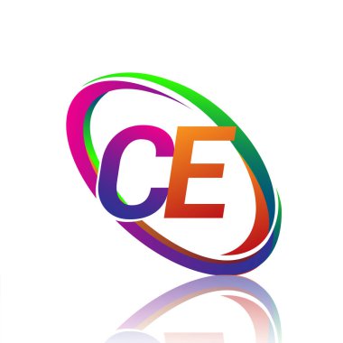 CE harfi logoti tasarımı. Şirketin renkli ismi için. iş ve şirket kimliği için vektör logosu.