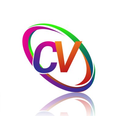 Renkli Swoosh adında bir şirket için CV logoti tasarımı. iş ve şirket kimliği için vektör logosu.