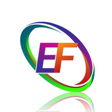Renkli Swoosh adlı şirket için EF logoti tasarımı. iş ve şirket kimliği için vektör logosu.