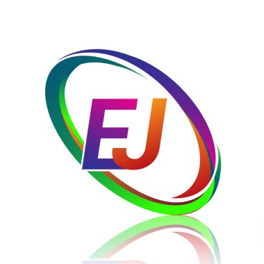EJ logoti tasarımı. Şirketin renkli ismi için. iş ve şirket kimliği için vektör logosu.