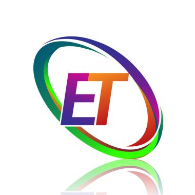 Şirket adı olan renkli Swoosh için ET logosu tasarımı. iş ve şirket kimliği için vektör logosu.