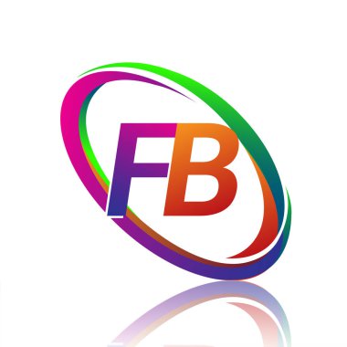 Şirketimizin renkli ismi için FB logoti tasarımı. iş ve şirket kimliği için vektör logosu.