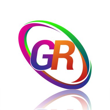 GR logoti tasarımı. Şirketin renkli ismi için. iş ve şirket kimliği için vektör logosu.
