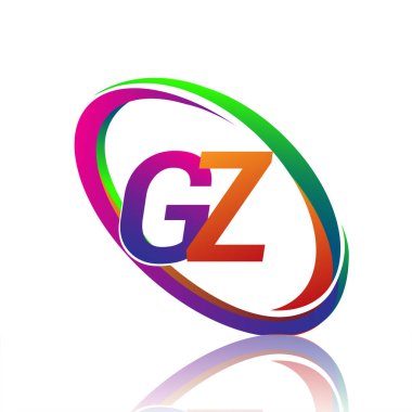 GZ logoti tasarımı. Şirketin renkli adı Swoosh. iş ve şirket kimliği için vektör logosu.