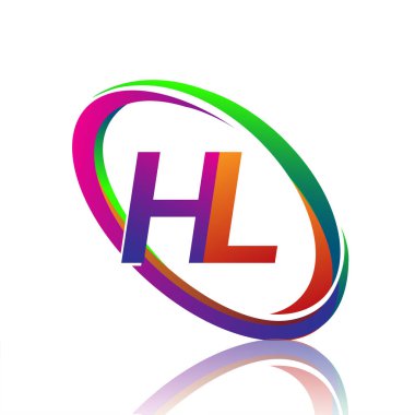 Renkli Swoosh adlı şirket için HL logoti tasarımı. iş ve şirket kimliği için vektör logosu.