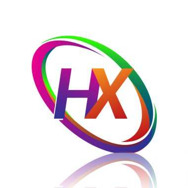 HX harfi logot tasarımı. Şirketin adı Renkli Swoosh. iş ve şirket kimliği için vektör logosu.