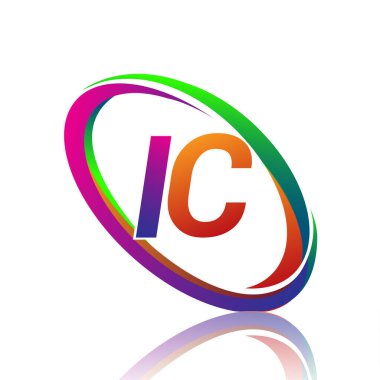 Şirket adı Renkli Swoosh için IC logoti tasarımı. iş ve şirket kimliği için vektör logosu.