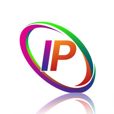 Şirket adı Renkli Swoosh için IP logoti tasarımı. iş ve şirket kimliği için vektör logosu.