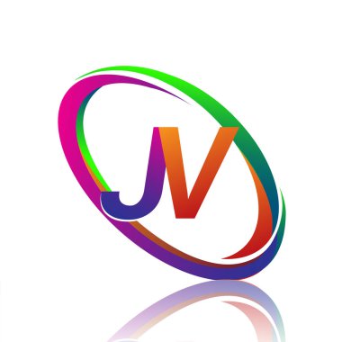 Şirketimizin renkli ismi için JV logoti tasarımı. iş ve şirket kimliği için vektör logosu.