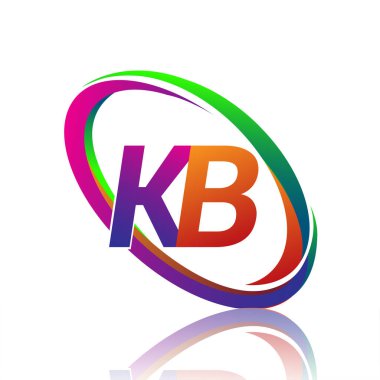 Renkli Swoosh şirketi için KB logoti tasarımı. iş ve şirket kimliği için vektör logosu.