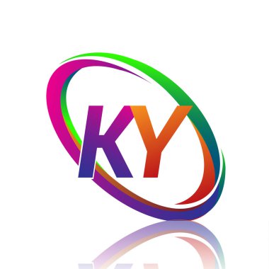 Renkli Swoosh şirketi için KY logotype tasarımı. iş ve şirket kimliği için vektör logosu.