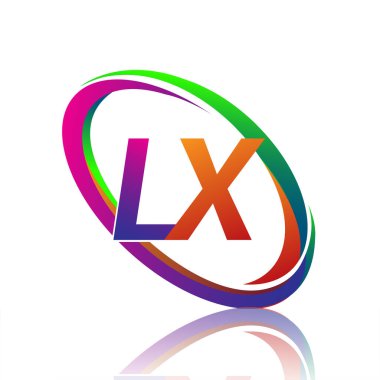 LX logoti tasarımı. Şirketin renkli ismi için. iş ve şirket kimliği için vektör logosu.