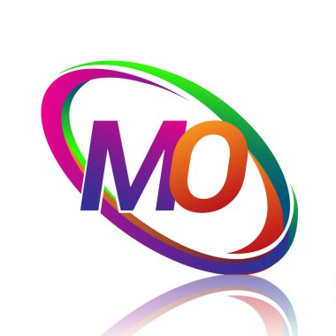 Şirket adı Renkli Swoosh için MO logoti tasarımı. iş ve şirket kimliği için vektör logosu.