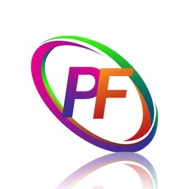 Şirketimizin renkli ismi için PF logoti tasarımı. iş ve şirket kimliği için vektör logosu.