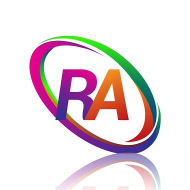 Renkli Swoosh adında bir şirket için Ra logotype tasarımı. iş ve şirket kimliği için vektör logosu.