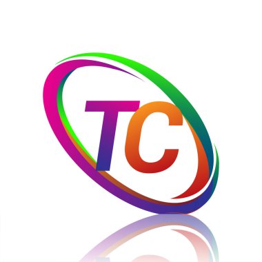 Şirketimizin renkli ismi için TC logoti tasarımı. iş ve şirket kimliği için vektör logosu.